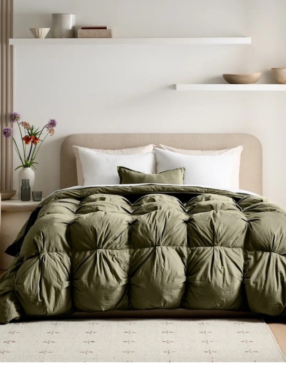 NWOT QUINCE Cotton Pintuck Comforter King/Cal King Olive
